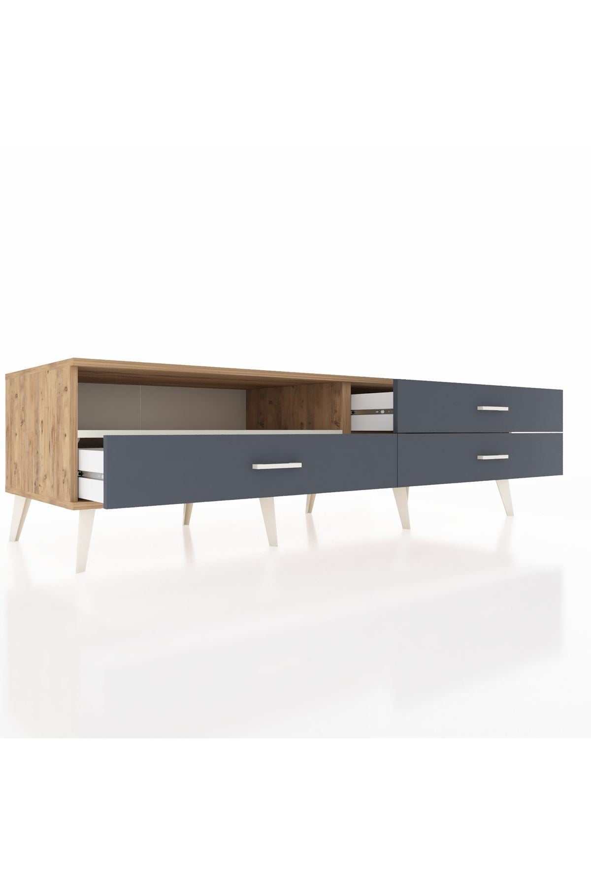 Kronos TV Ünitesi Tek Raflı 3 Çekmeceli  176x59x51 Çam-Aytaşı/Antrasit