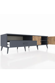 Kronos TV Ünitesi 2 Raflı Tek Çekmeceli 2 Kapaklı 176x59x51 Antrasit-Çam/Antrasit