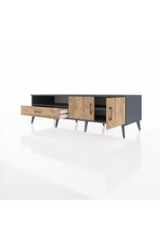 Kronos TV Ünitesi 2 Raflı Tek Çekmeceli 2 Kapaklı 176x59x51 Antrasit-Çam/Çam