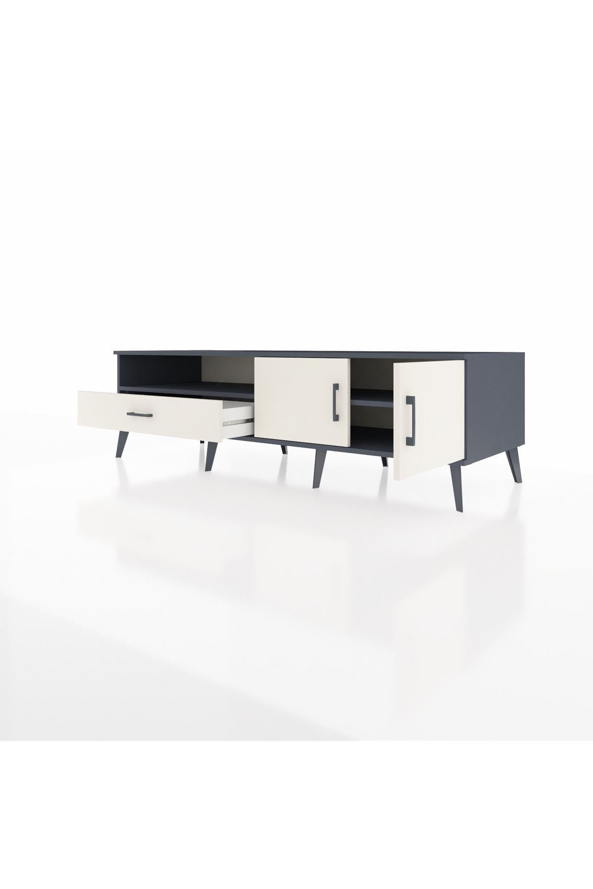 Kronos TV Ünitesi 2 Raflı Tek Çekmeceli 2 Kapaklı 176x59x51 Antrasit-Aytaşı/Aytaşı