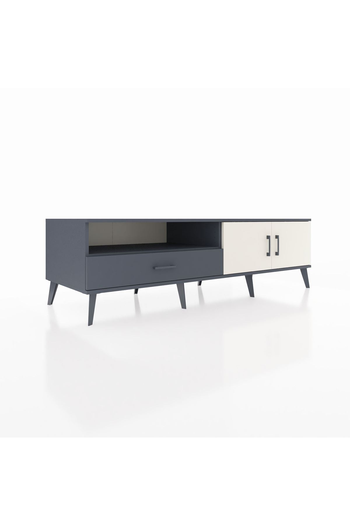 Kronos TV Ünitesi 2 Raflı Tek Çekmeceli 2 Kapaklı 176x59x51 Antrasit-Aytaşı/Antrasit