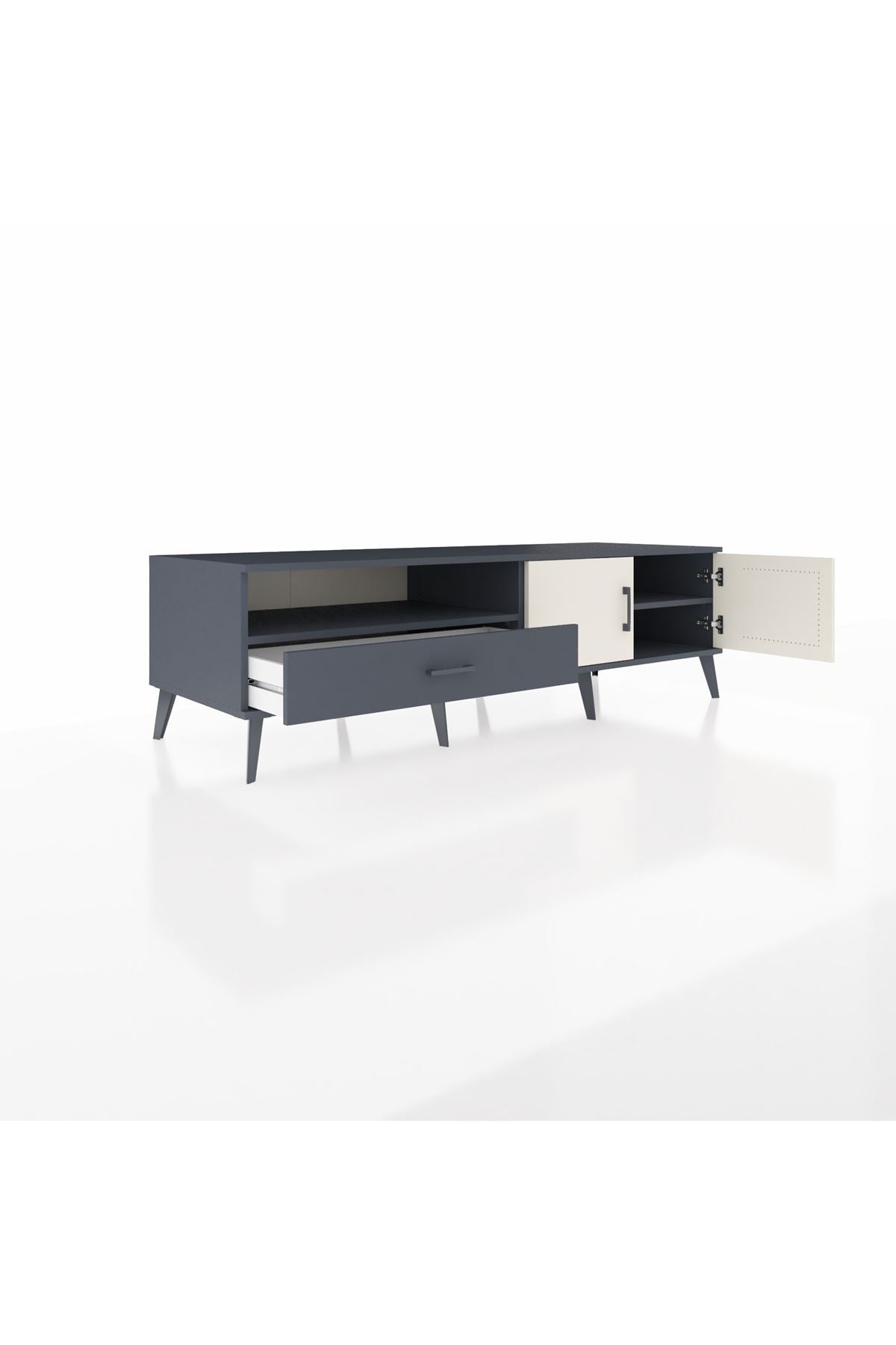 Kronos TV Ünitesi 2 Raflı Tek Çekmeceli 2 Kapaklı 176x59x51 Antrasit-Aytaşı/Antrasit