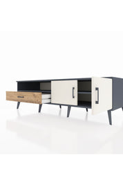 Kronos TV Ünitesi 2 Raflı Tek Çekmeceli 2 Kapaklı 176x59x51 Antrasit-Aytaşı/Çam