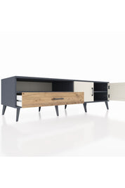 Kronos TV Ünitesi 2 Raflı Tek Çekmeceli 2 Kapaklı 176x59x51 Antrasit-Aytaşı/Çam