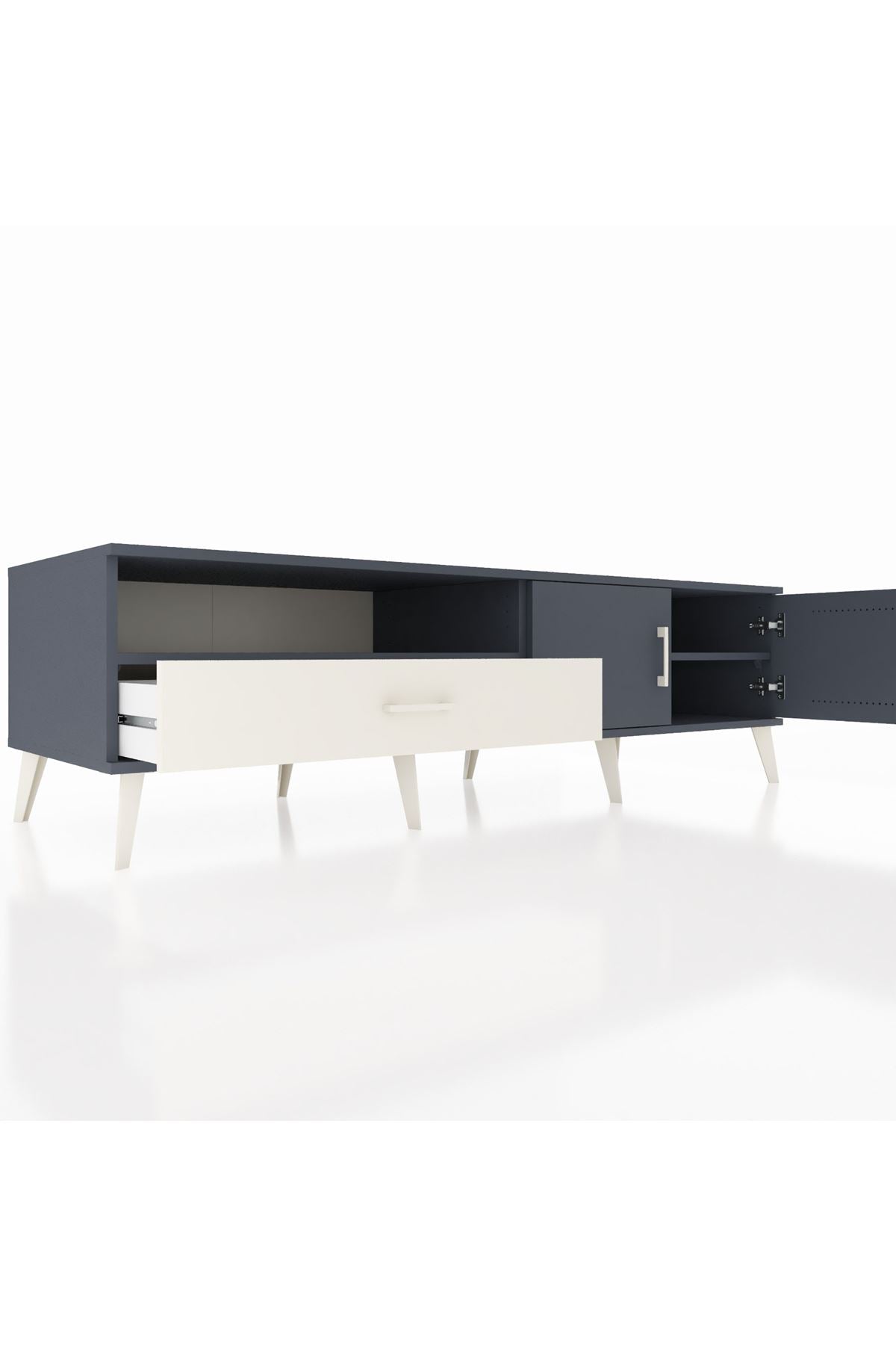 Kronos TV Ünitesi 2 Raflı Tek Çekmeceli 2 Kapaklı 176x59x51 Antrasit-Antrasit/Aytaşı