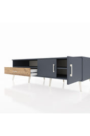 Kronos TV Ünitesi 2 Raflı Tek Çekmeceli 2 Kapaklı 176x59x51 Antrasit-Antrasit/Çam