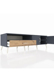 Kronos TV Ünitesi 2 Raflı Tek Çekmeceli 2 Kapaklı 176x59x51 Antrasit-Antrasit/Çam