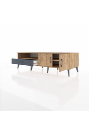 Kronos TV Ünitesi 2 Raflı Tek Çekmeceli 2 Kapaklı 176x59x51 Çam-Çam/Antrasit