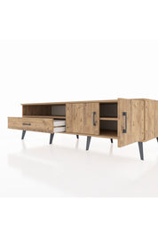 Kronos TV Ünitesi 2 Raflı Tek Çekmeceli 2 Kapaklı 176x59x51 Çam-Çam/Çam