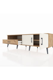 Kronos TV Ünitesi 2 Raflı Tek Çekmeceli 2 Kapaklı 176x59x51 Çam-Aytaşı/Çam