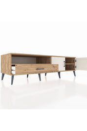 Kronos TV Ünitesi 2 Raflı Tek Çekmeceli 2 Kapaklı 176x59x51 Çam-Aytaşı/Çam