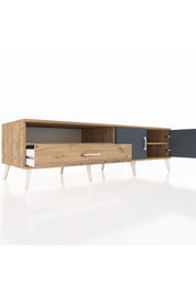 Kronos TV Ünitesi 2 Raflı Tek Çekmeceli 2 Kapaklı 176x59x51 Çam-Antrasit/Çam