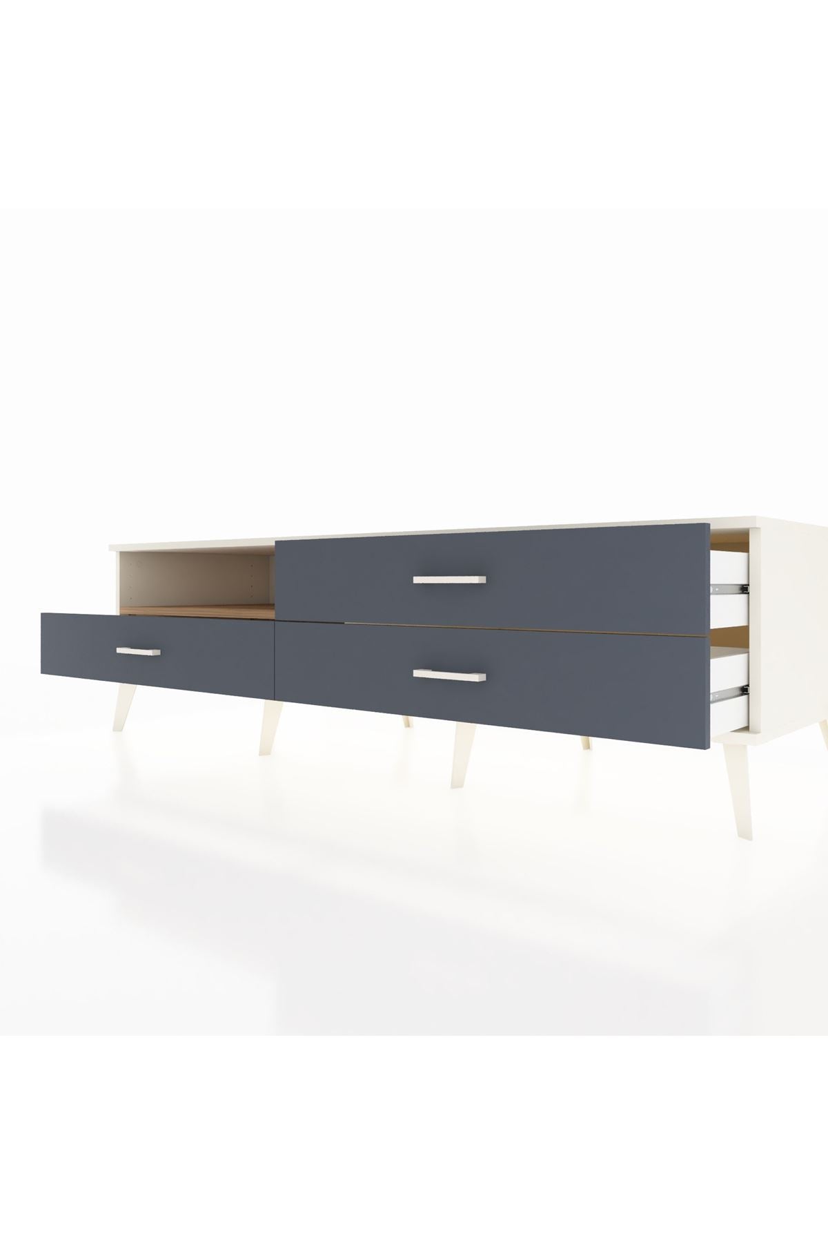 Kronos TV Ünitesi Tek Raflı 3 Çekmeceli  176x59x51 Aytaşı-Çam/Antrasit