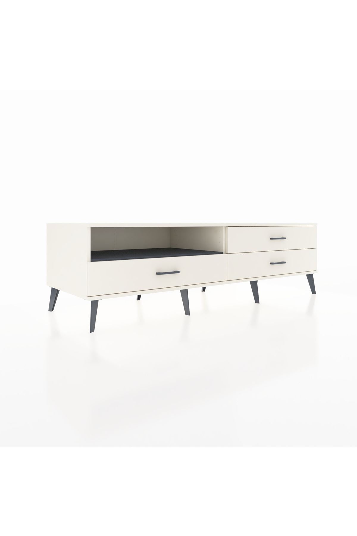 Kronos TV Ünitesi Tek Raflı 3 Çekmeceli  176x59x51 Aytaşı-Antrasit/Aytaşı