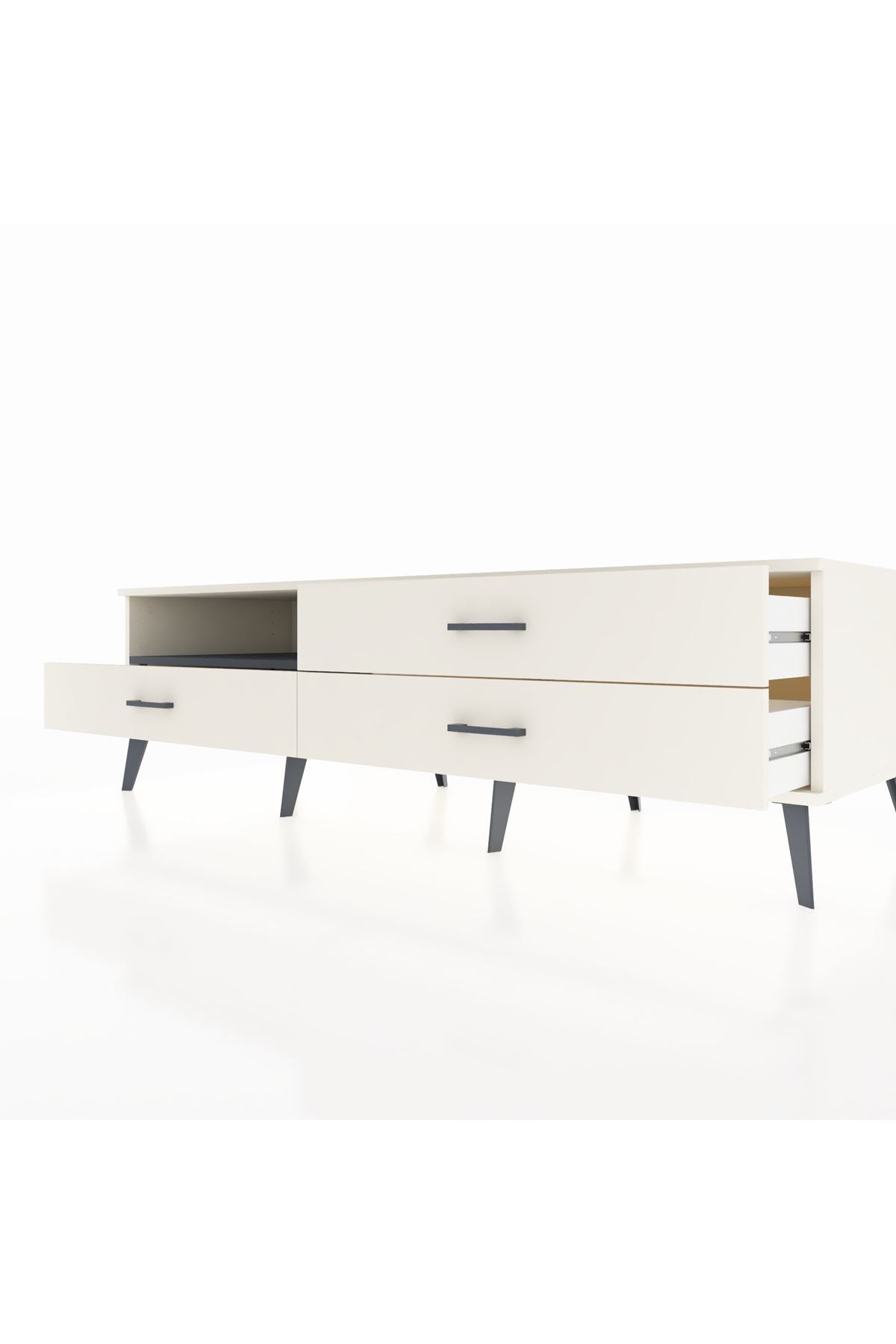 Kronos TV Ünitesi Tek Raflı 3 Çekmeceli  176x59x51 Aytaşı-Antrasit/Aytaşı