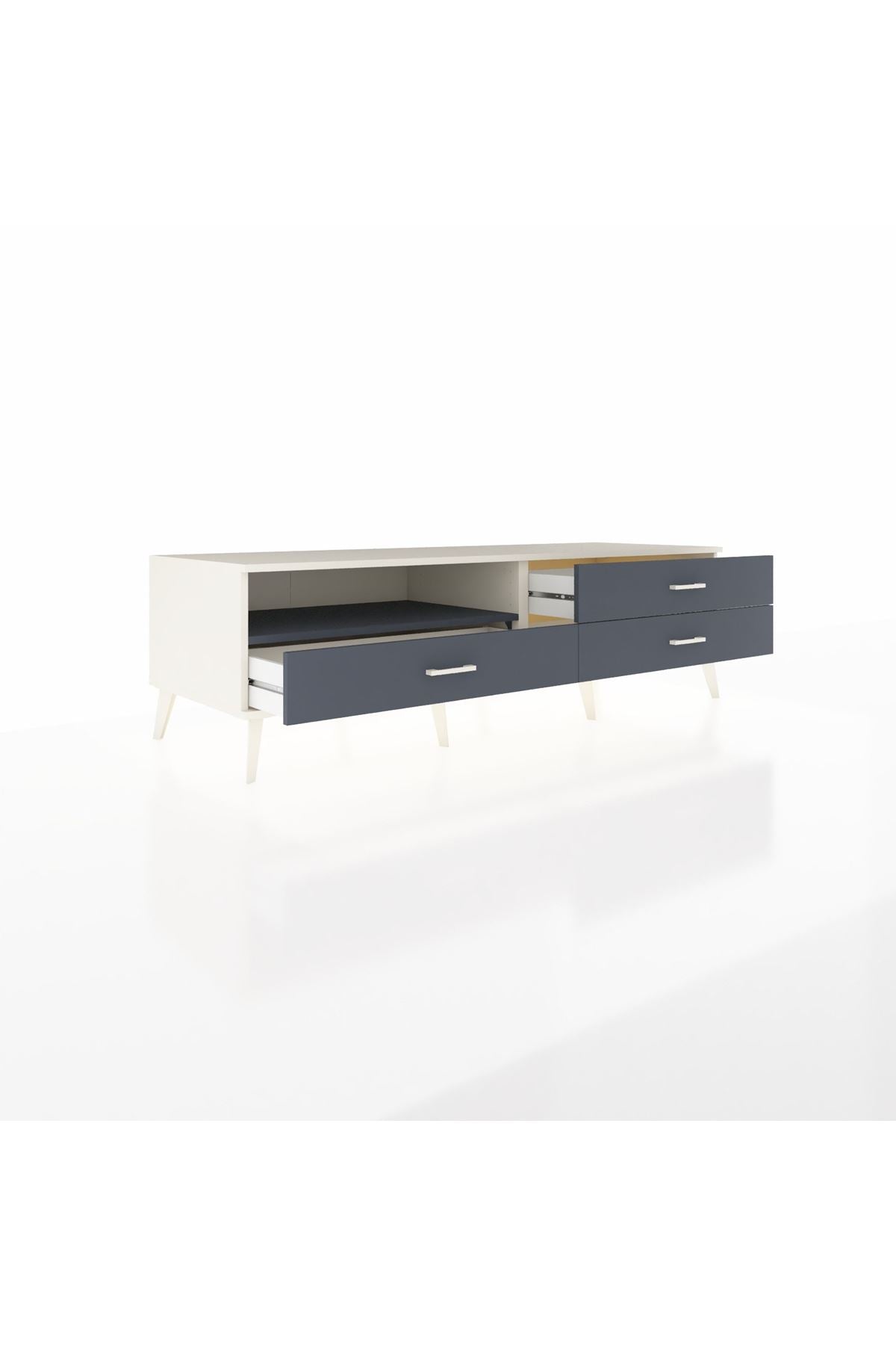 Kronos TV Ünitesi Tek Raflı 3 Çekmeceli  176x59x51 Aytaşı-Antrasit/Antrasit