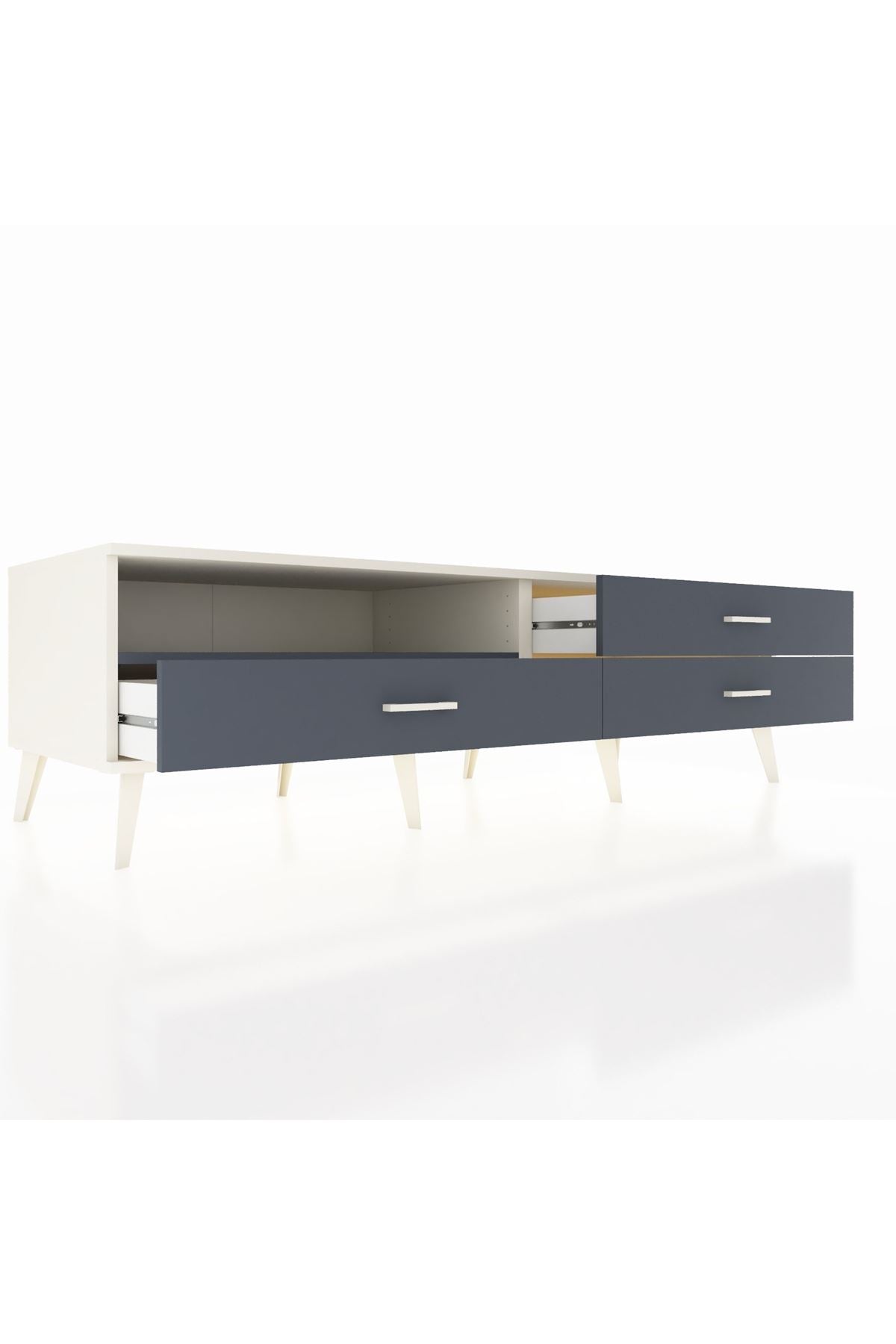 Kronos TV Ünitesi Tek Raflı 3 Çekmeceli  176x59x51 Aytaşı-Antrasit/Antrasit