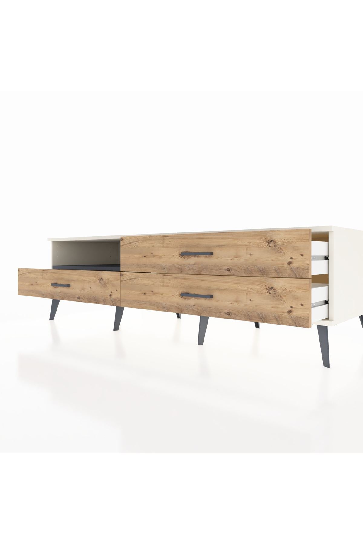 Kronos TV Ünitesi Tek Raflı 3 Çekmeceli  176x59x51 Aytaşı-Antrasit/Çam