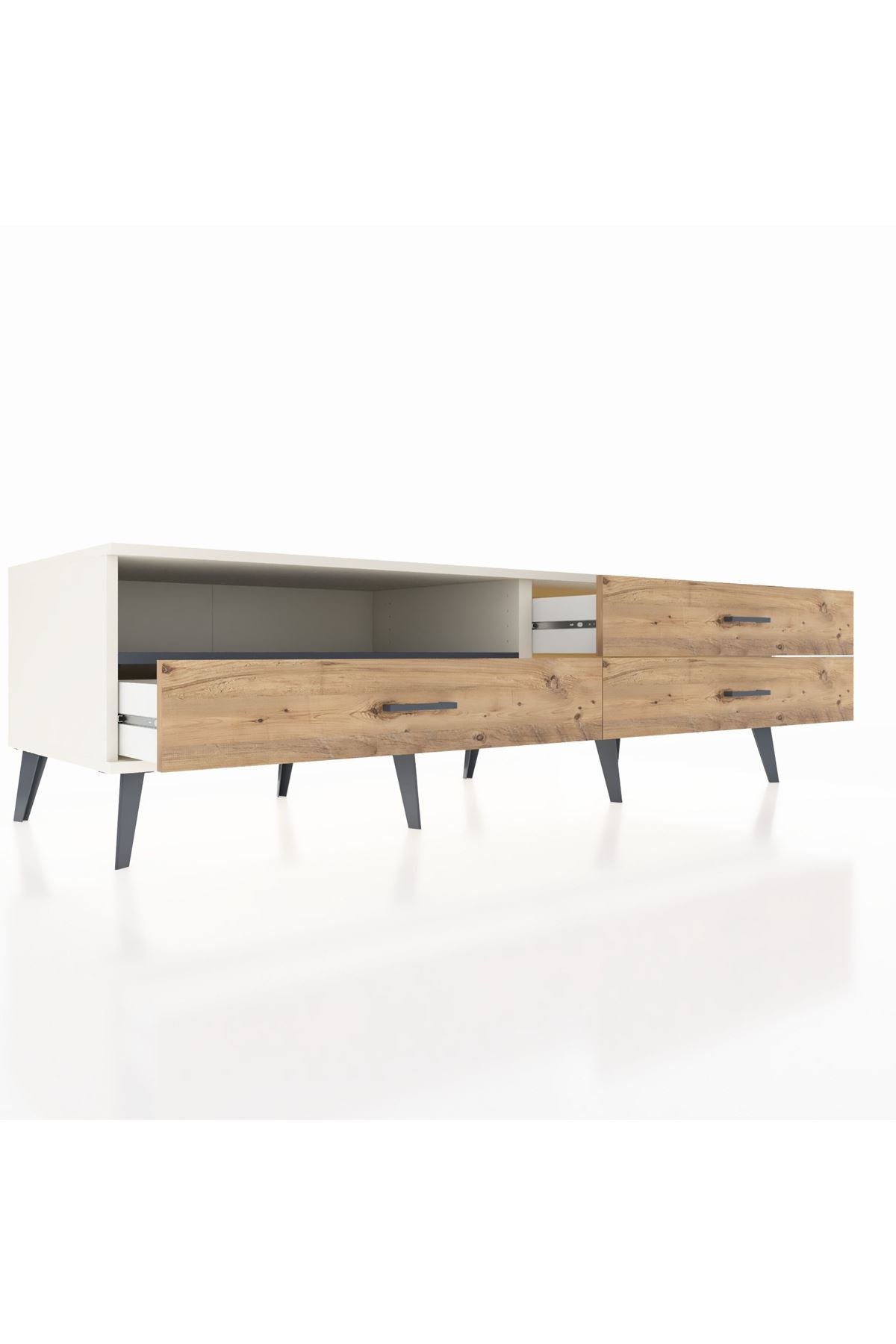 Kronos TV Ünitesi Tek Raflı 3 Çekmeceli  176x59x51 Aytaşı-Antrasit/Çam