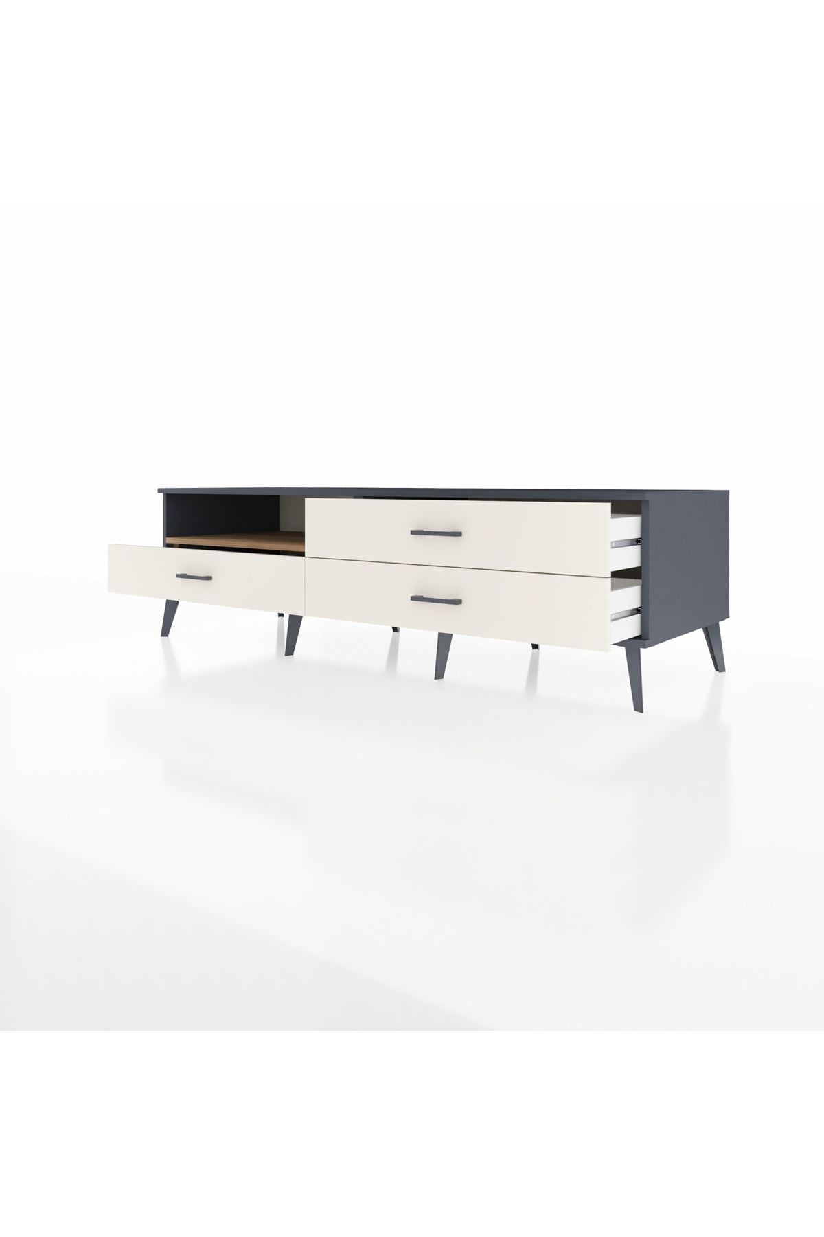 Kronos TV Ünitesi Tek Raflı 3 Çekmeceli  176x59x51 Antrasit-Çam/Aytaşı