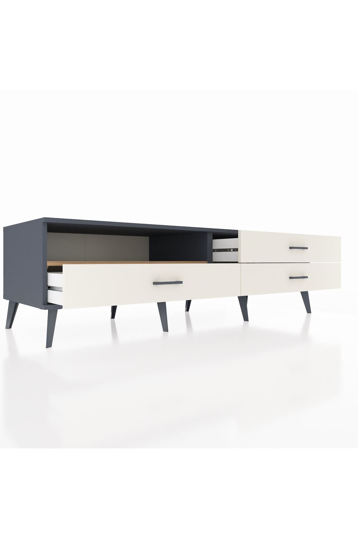 Kronos TV Ünitesi Tek Raflı 3 Çekmeceli  176x59x51 Antrasit-Çam/Aytaşı