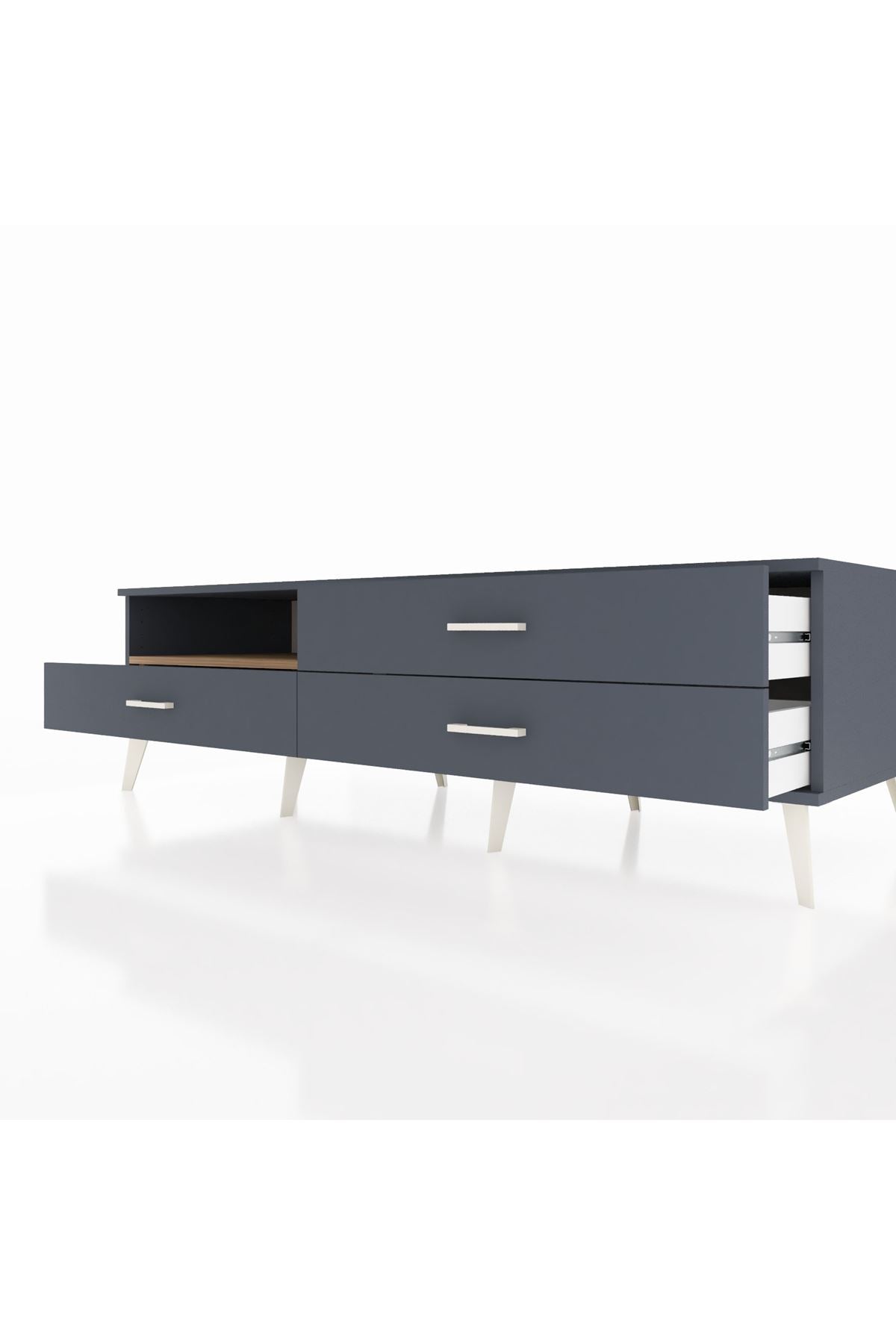 Kronos TV Ünitesi Tek Raflı 3 Çekmeceli  176x59x51 Antrasit-Çam/Antrasit