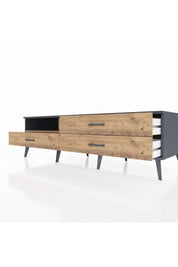 Kronos TV Ünitesi Tek Raflı 3 Çekmeceli  176x59x51 Antrasit-Çam/Çam