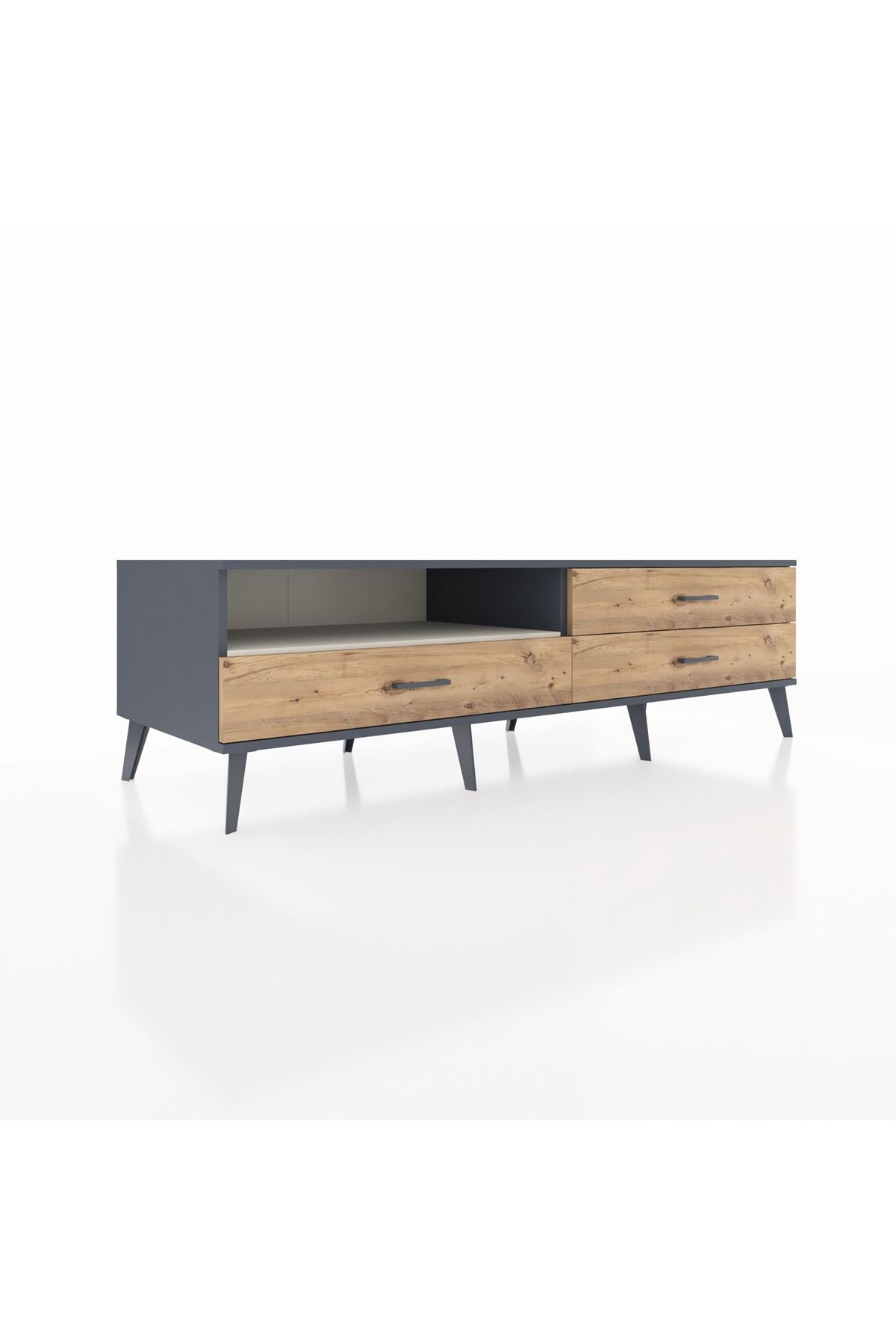 Kronos TV Ünitesi Tek Raflı 3 Çekmeceli  176x59x51 Antrasit-Aytaşı/Çam