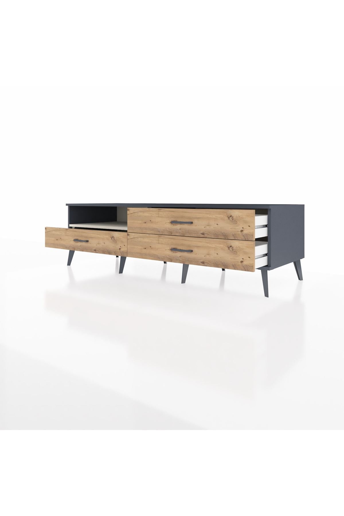 Kronos TV Ünitesi Tek Raflı 3 Çekmeceli  176x59x51 Antrasit-Aytaşı/Çam