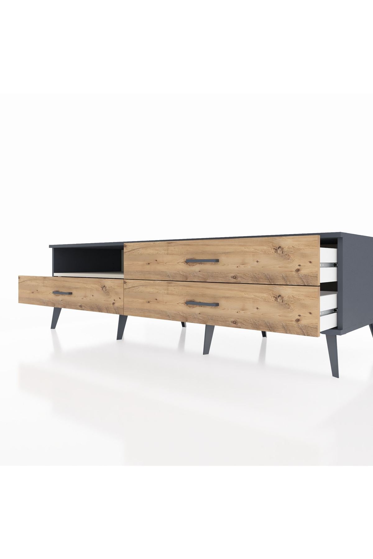 Kronos TV Ünitesi Tek Raflı 3 Çekmeceli  176x59x51 Antrasit-Aytaşı/Çam