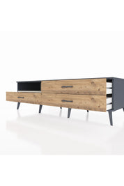 Kronos TV Ünitesi Tek Raflı 3 Çekmeceli  176x59x51 Antrasit-Aytaşı/Çam