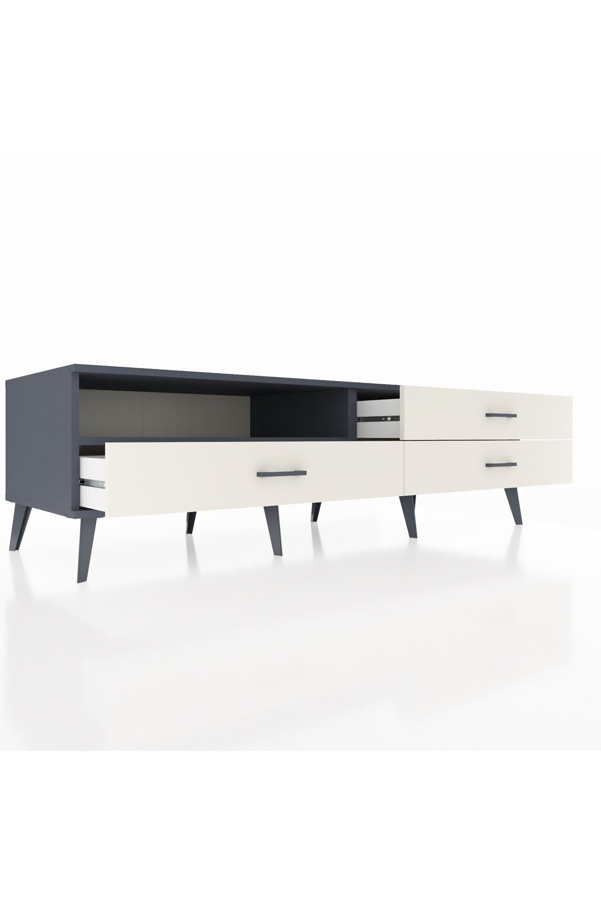 Kronos TV Ünitesi Tek Raflı 3 Çekmeceli  176x59x51 Antrasit-Antrasit/Aytaşı