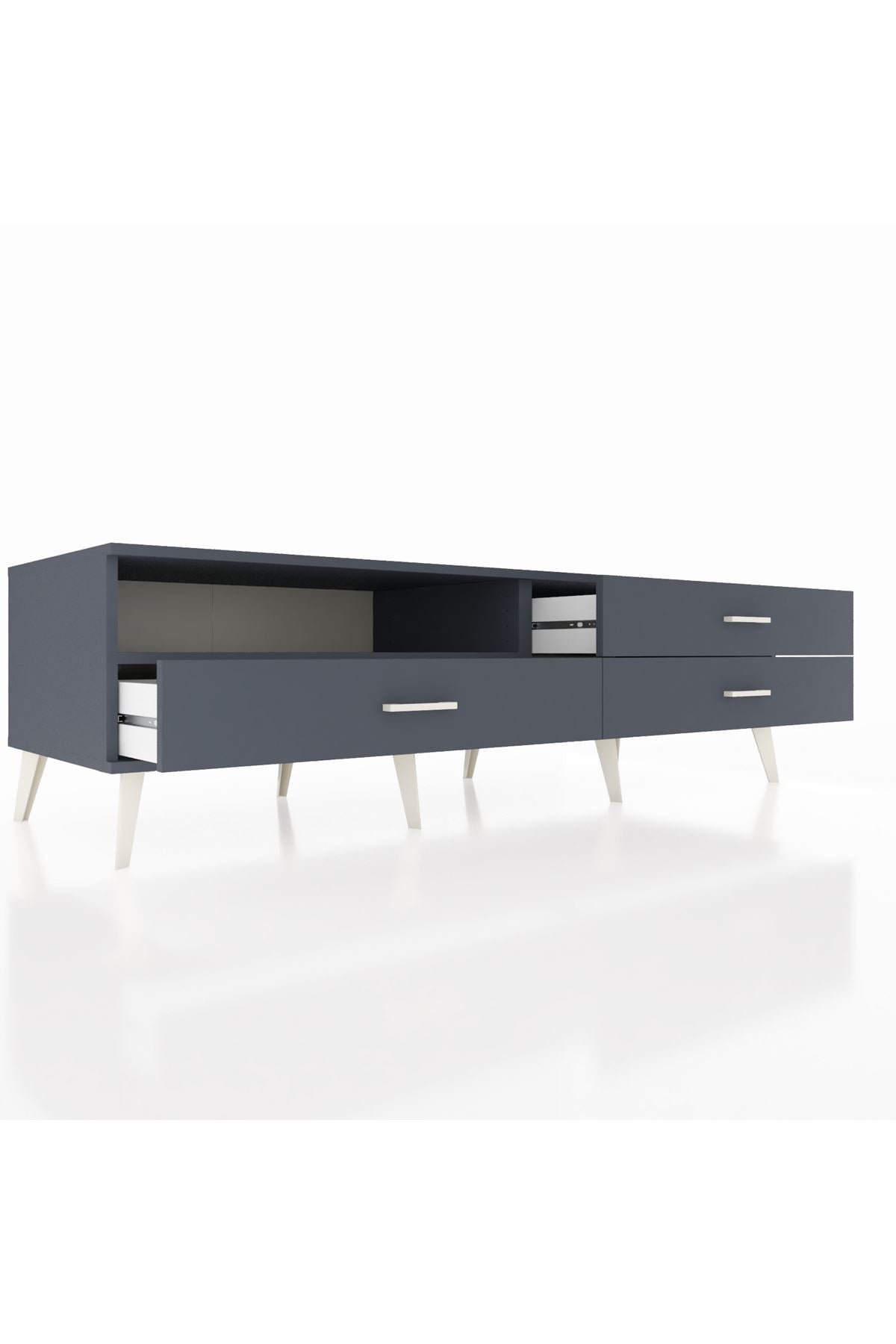 Kronos TV Ünitesi Tek Raflı 3 Çekmeceli  176x59x51 Antrasit-Antrasit/Antrasit