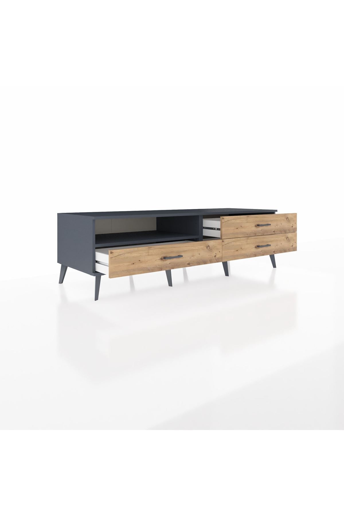 Kronos TV Ünitesi Tek Raflı 3 Çekmeceli  176x59x51 Antrasit-Antrasit/Çam