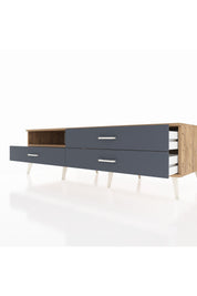 Kronos TV Ünitesi Tek Raflı 3 Çekmeceli  176x59x51 Çam-Çam/Antrasit
