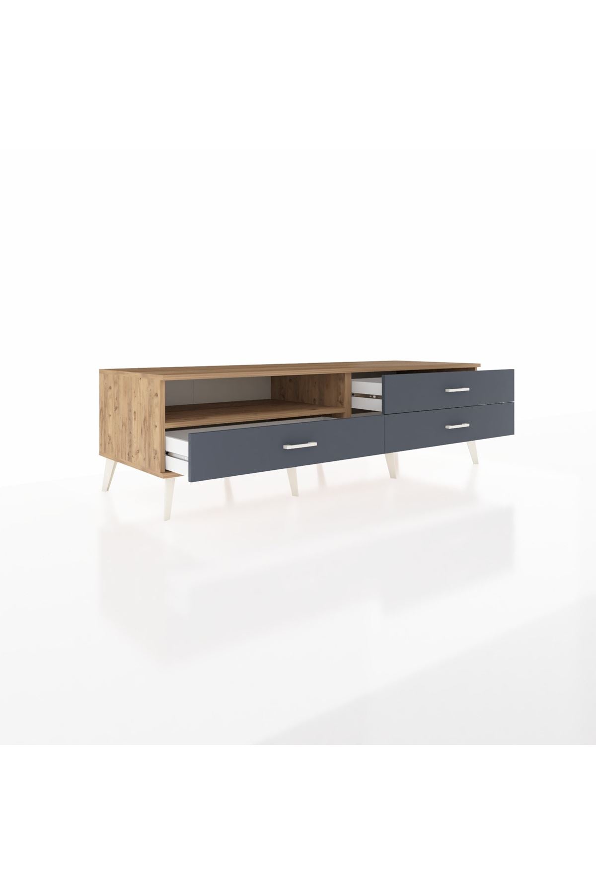 Kronos TV Ünitesi Tek Raflı 3 Çekmeceli  176x59x51 Çam-Çam/Antrasit