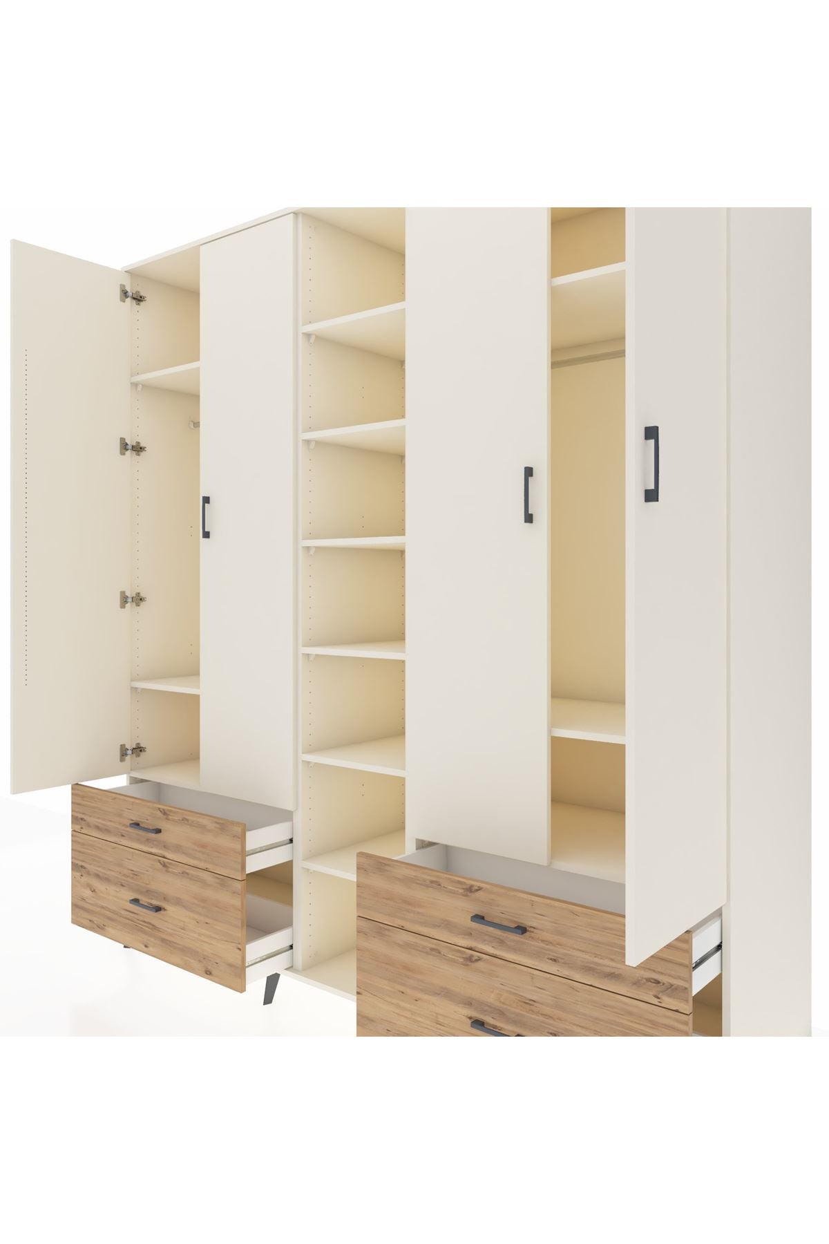 Kronos Dolap 12 Raflı 4 Çekmeceli 2 Askılı 220x59x243 - S784M001V06C
