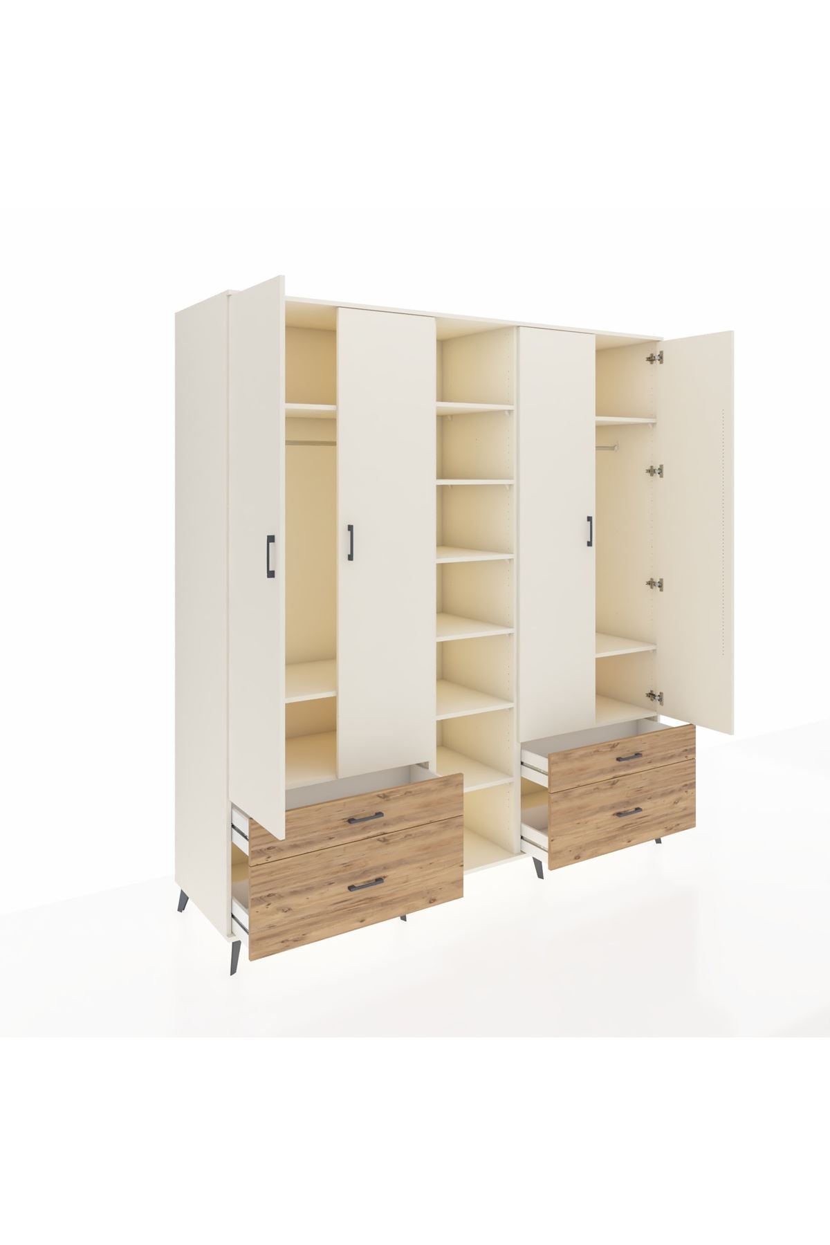 Kronos Dolap 12 Raflı 4 Çekmeceli 2 Askılı 220x59x243 - S784M001V06C