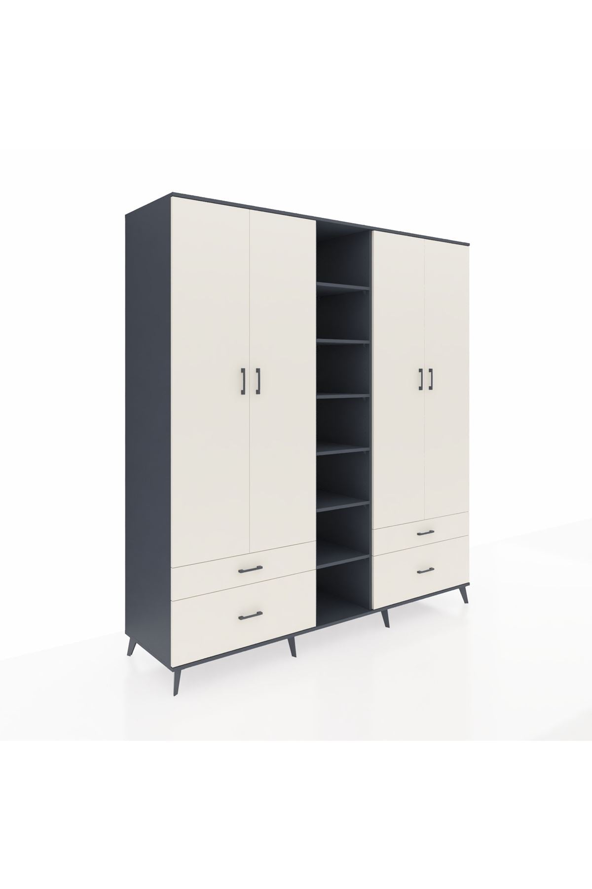 Kronos Dolap 12 Raflı 4 Çekmeceli 2 Askılı 220x59x243 - S784M001V13C