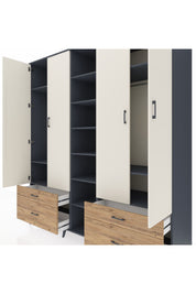 Kronos Dolap 12 Raflı 4 Çekmeceli 2 Askılı 220x59x243 - S784M001V15C
