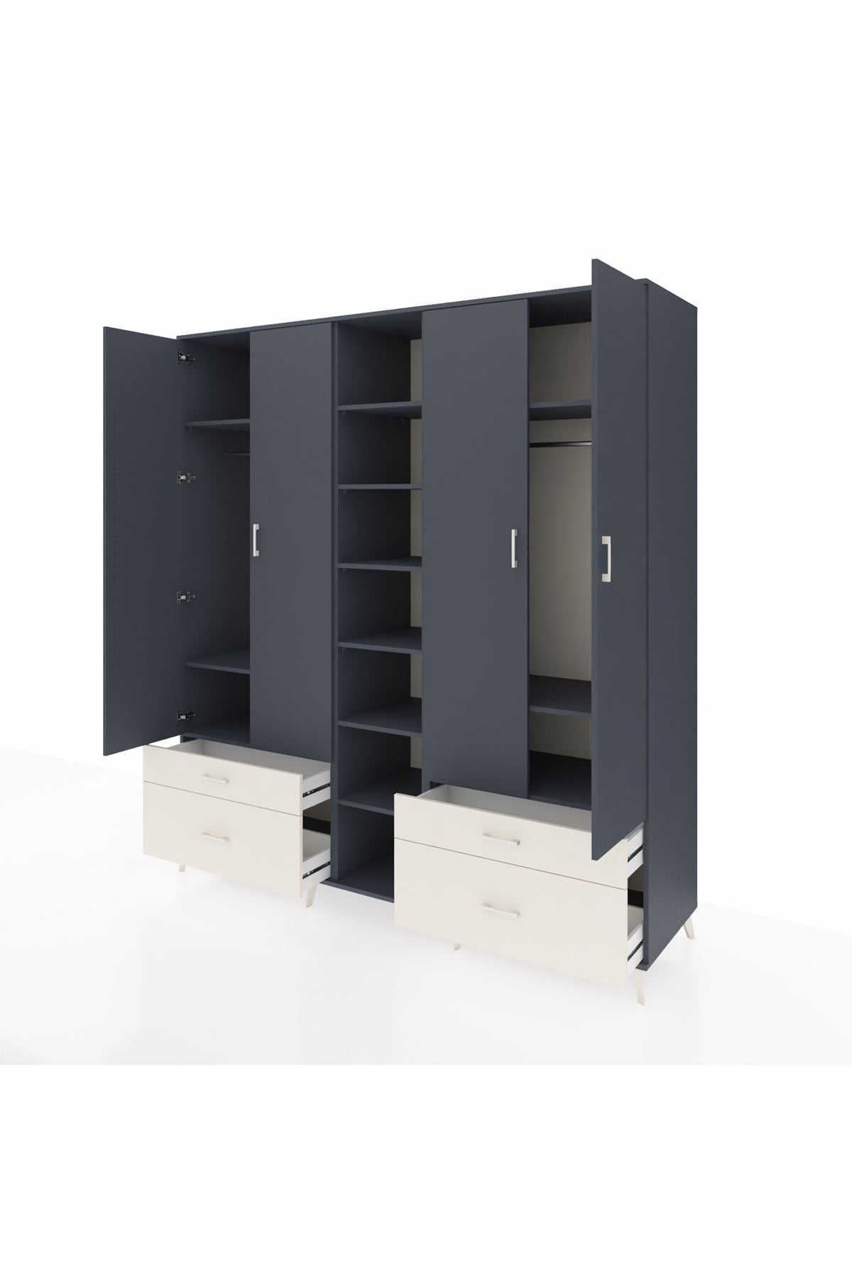 Kronos Dolap 12 Raflı 4 Çekmeceli 2 Askılı 220x59x243 - S784M001V16C
