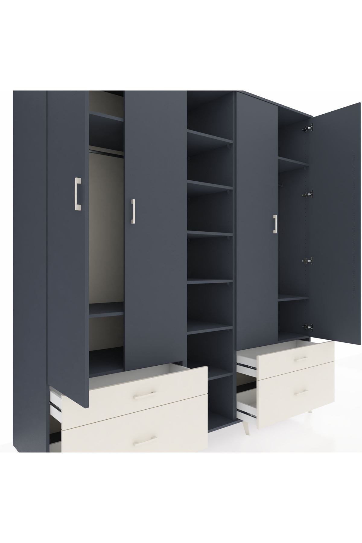 Kronos Dolap 12 Raflı 4 Çekmeceli 2 Askılı 220x59x243 - S784M001V16C