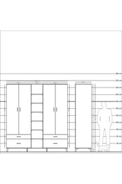 Kronos Dolap 12 Raflı 4 Çekmeceli 2 Askılı 220x59x243 - S784M001V17C