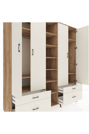 Kronos Dolap 12 Raflı 4 Çekmeceli 2 Askılı 220x59x243 - S784M001V22C