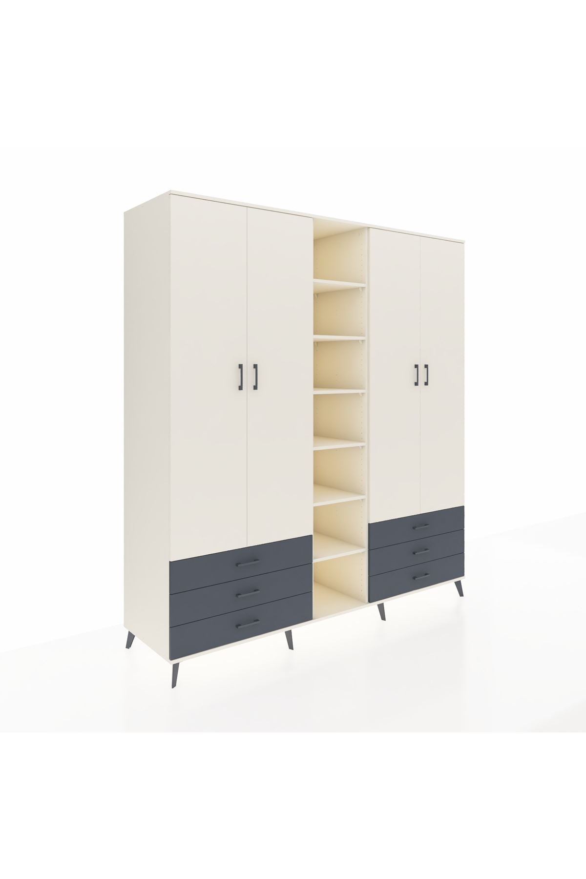 Kronos Dolap 13 Raflı 6 Çekmeceli 2 Askılı 220x59x243 - S784M002V05C