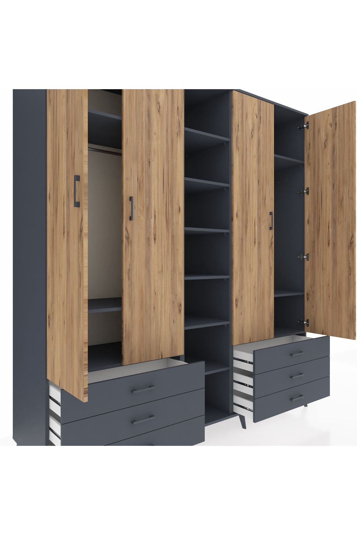Kronos Dolap 13 Raflı 6 Çekmeceli 2 Askılı 220x59x243 - S784M002V11C