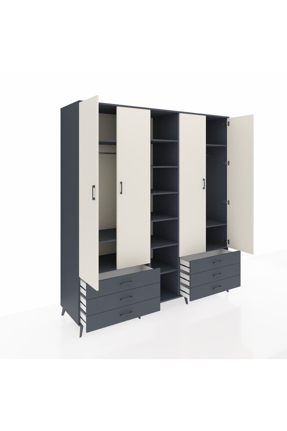 Kronos Dolap 13 Raflı 6 Çekmeceli 2 Askılı 220x59x243 - S784M002V14C