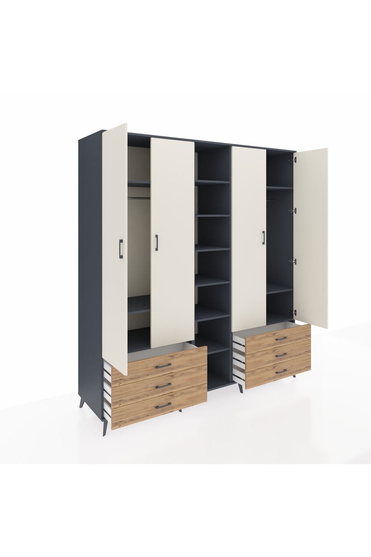Kronos Dolap 13 Raflı 6 Çekmeceli 2 Askılı 220x59x243 - S784M002V15C
