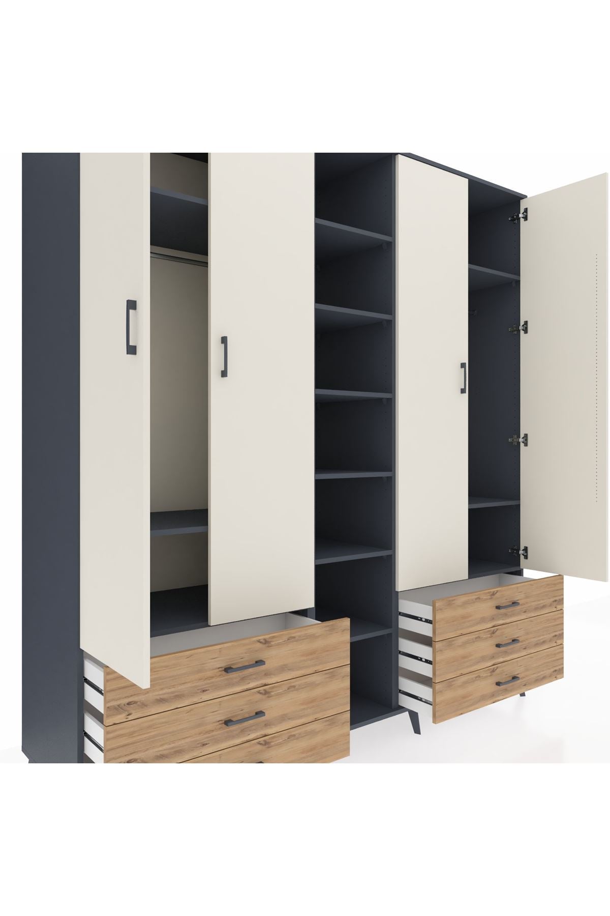 Kronos Dolap 13 Raflı 6 Çekmeceli 2 Askılı 220x59x243 - S784M002V15C