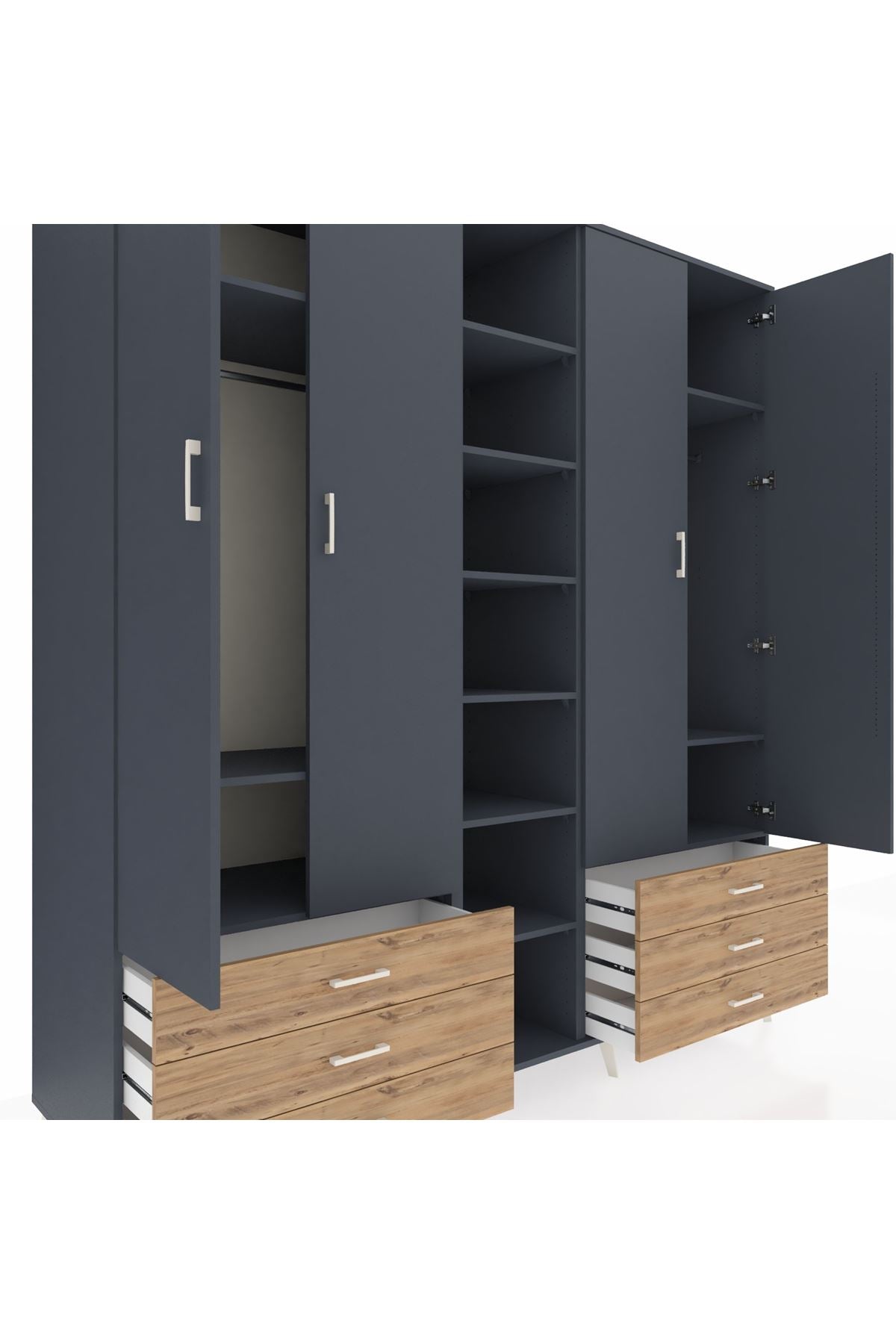 Kronos Dolap 13 Raflı 6 Çekmeceli 2 Askılı 220x59x243 - S784M002V18C